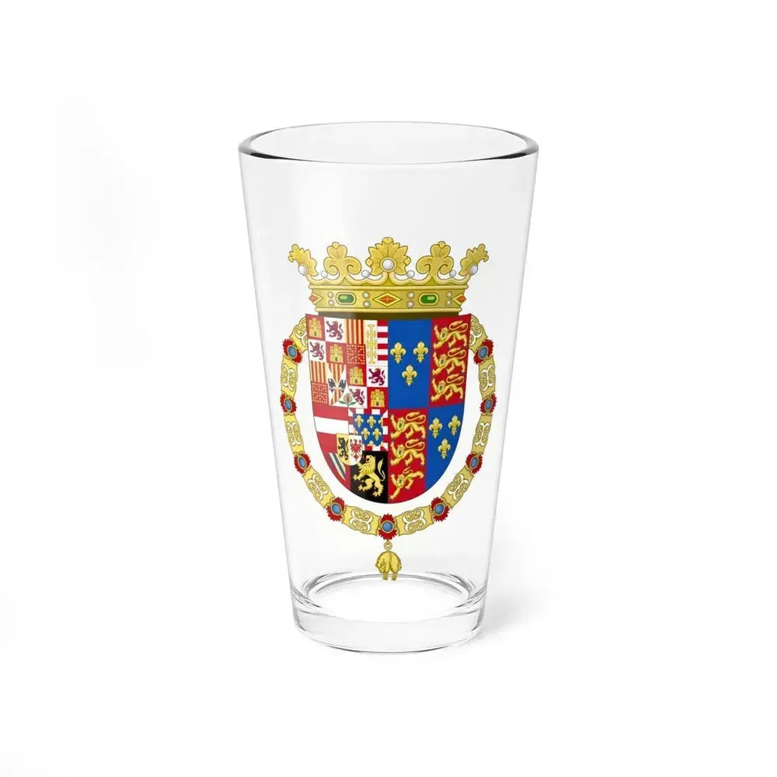 Coat of Arms of Philip II of Spain, English King Consort-Spanish Variant (1556-1558) - Pint Glass 16oz 16oz - Go Mug Yourself