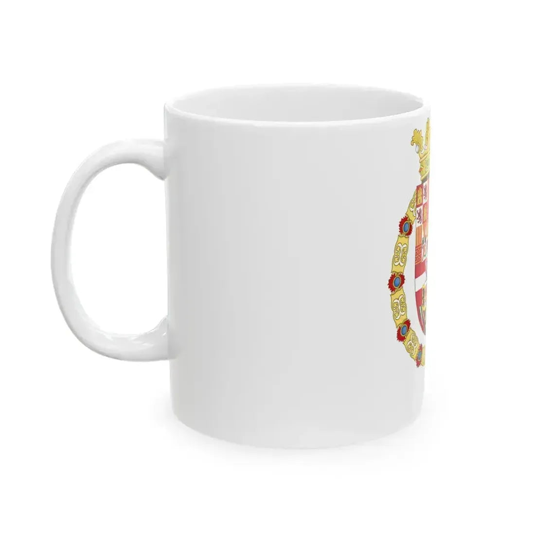 Coat of Arms of Philip II of Spain, English King Consort-Spanish Variant (1556-1558) - White Coffee Mug - Go Mug Yourself