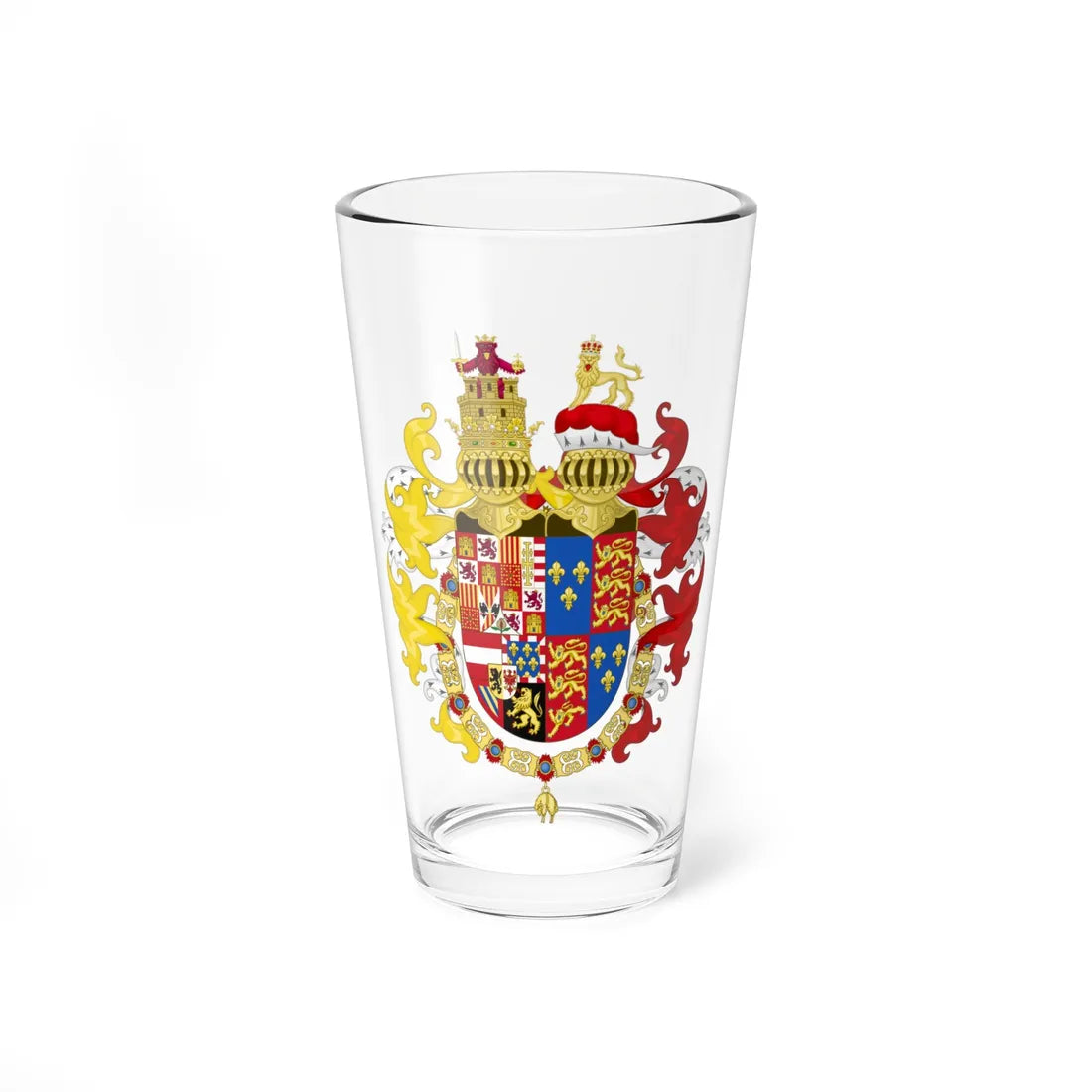 Coat of Arms of Philip II of Spain with Germanic Ornaments 1556-1558 (Spain) (Coat of Arms) Pint Glass 16oz 16oz - Go Mug Yourself