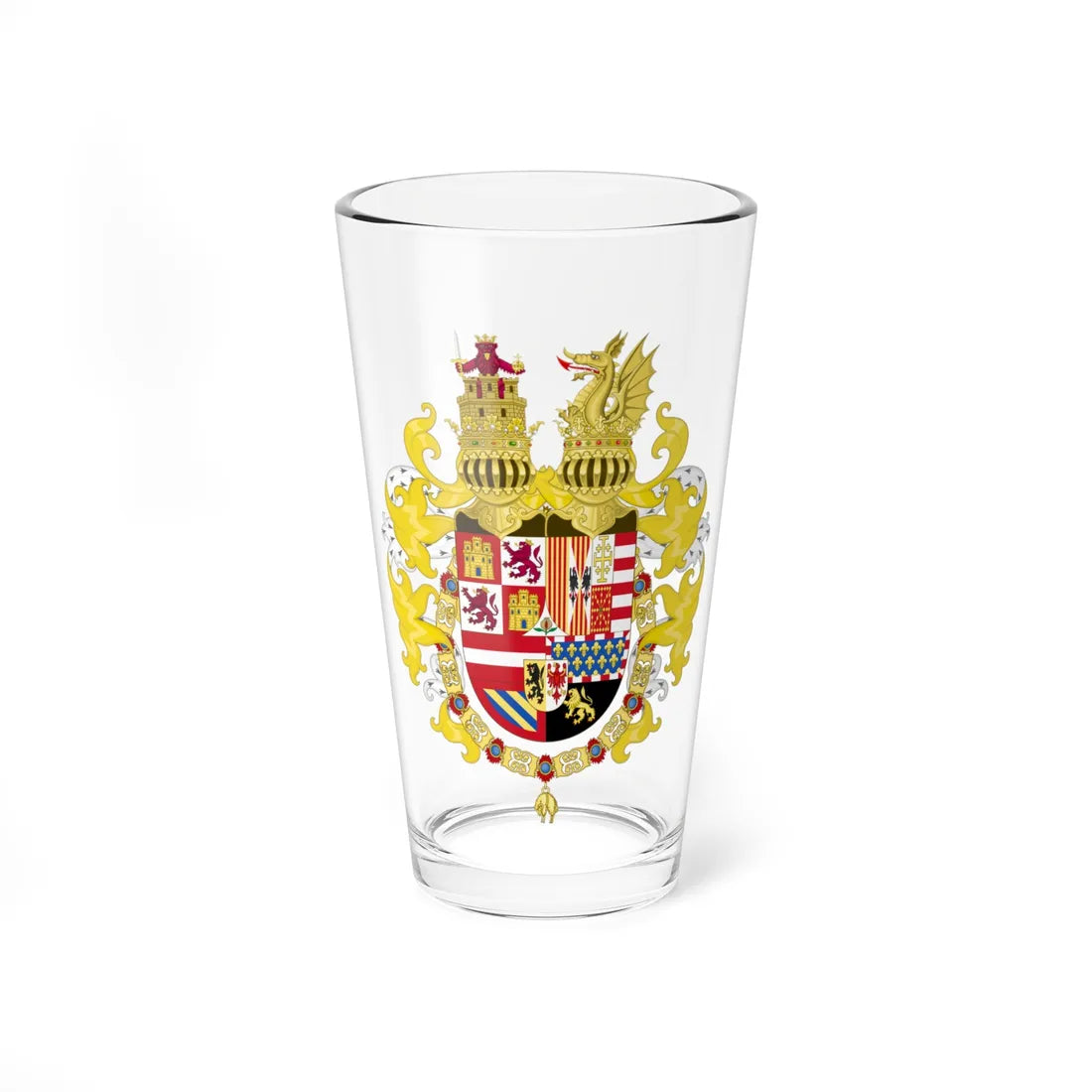 Coat of Arms of Philip II of Spain with Germanic Ornaments 1558-1580 (Spain) (Coat of Arms) Pint Glass 16oz 16oz - Go Mug Yourself