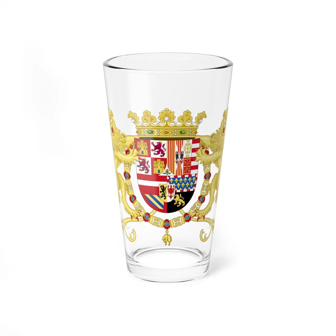 Coat of Arms of Philip II of Spain with Supporters 1558-1580 (Spain) (Coat of Arms) Pint Glass 16oz 16oz - Go Mug Yourself