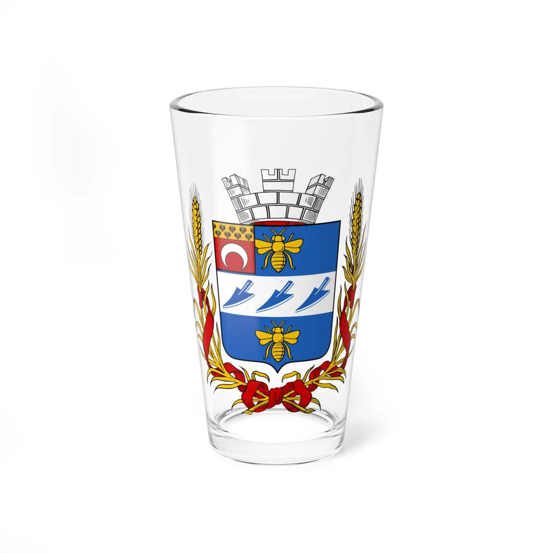 Coat of arms of Pishpek 1908 (Kyrgyzstan) (Coat of Arms) Pint Glass 16oz 16oz - Go Mug Yourself
