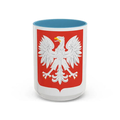Coat of arms of Poland (1955-1980) - Accent Coffee Mug 15oz Light Blue - Go Mug Yourself