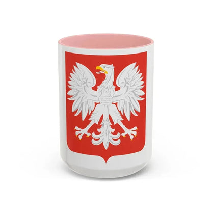 Coat of arms of Poland (1955-1980) - Accent Coffee Mug 15oz Pink - Go Mug Yourself