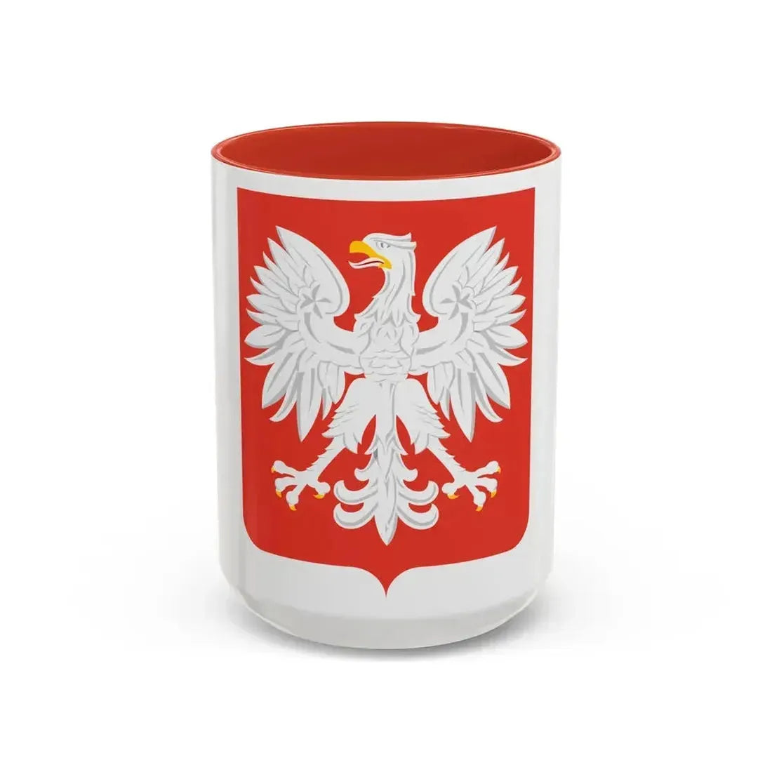 Coat of arms of Poland (1955-1980) - Accent Coffee Mug 15oz Red - Go Mug Yourself