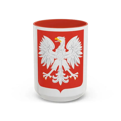 Coat of arms of Poland (1955-1980) - Accent Coffee Mug 15oz Red - Go Mug Yourself
