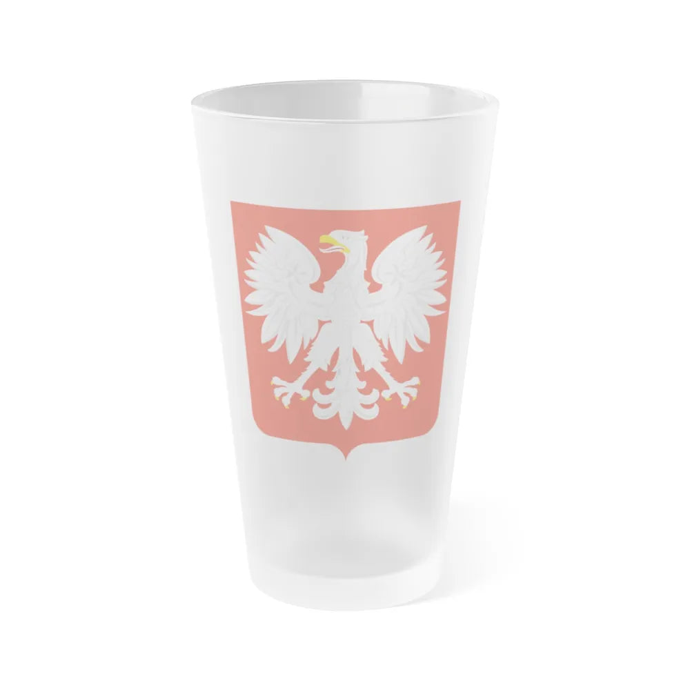 Coat of arms of Poland (1955-1980) - Frosted Pint Glass 16oz-Go Mug Yourself