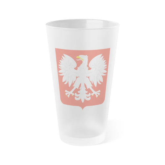 Coat of arms of Poland (1955-1980) - Frosted Pint Glass 16oz-Go Mug Yourself