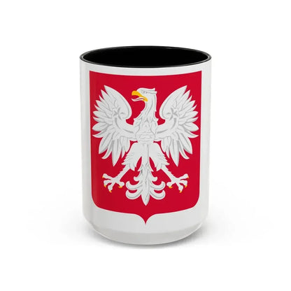 Coat of arms of Poland (1980-1990) - Accent Coffee Mug 15oz Black - Go Mug Yourself