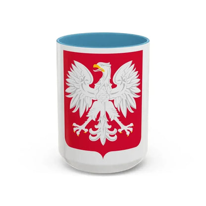 Coat of arms of Poland (1980-1990) - Accent Coffee Mug 15oz Light Blue - Go Mug Yourself