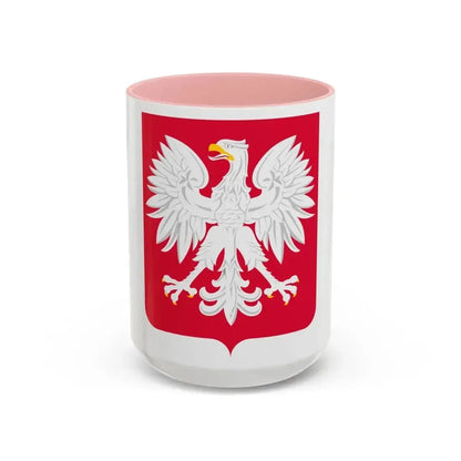 Coat of arms of Poland (1980-1990) - Accent Coffee Mug 15oz Pink - Go Mug Yourself