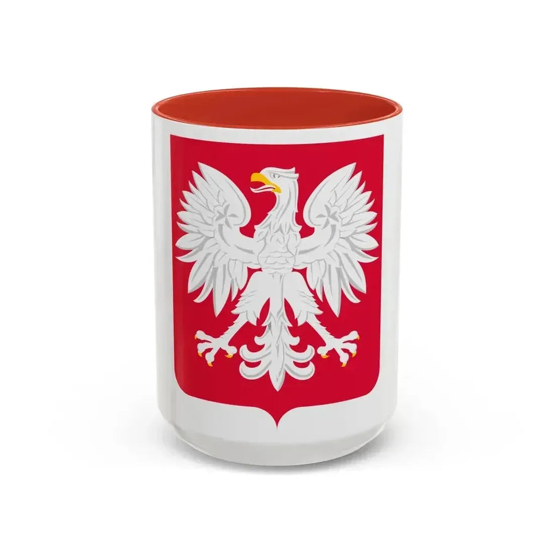 Coat of arms of Poland (1980-1990) - Accent Coffee Mug 15oz Red - Go Mug Yourself