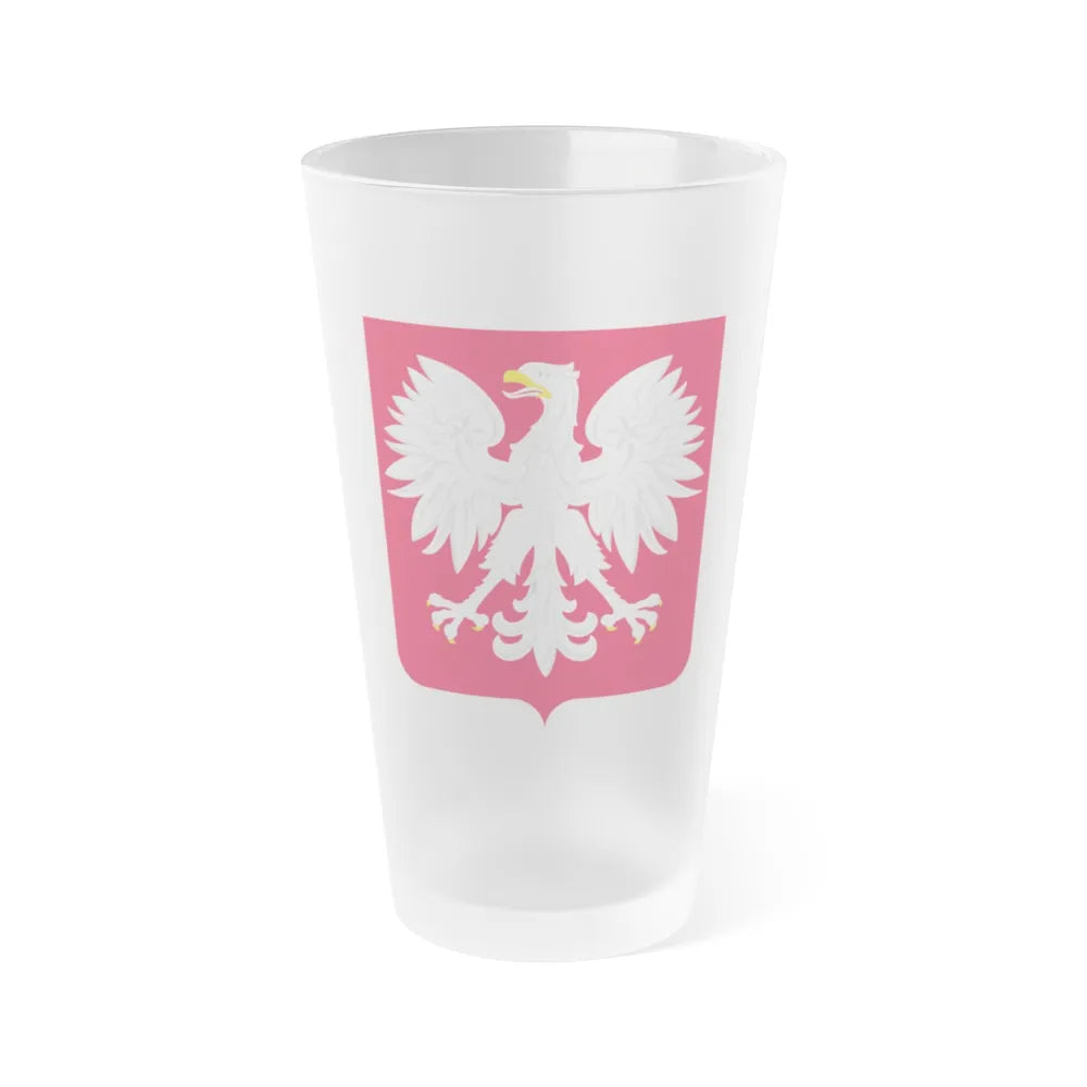 Coat of arms of Poland (1980-1990) - Frosted Pint Glass 16oz-Go Mug Yourself