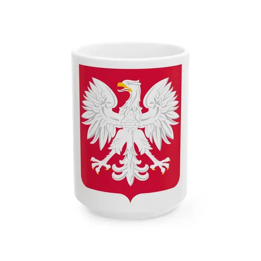 Coat of arms of Poland (1980-1990) - White Coffee Mug 15oz - Go Mug Yourself