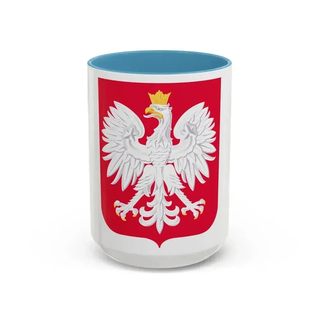 Coat of arms of Poland - Accent Coffee Mug 15oz Light Blue - Go Mug Yourself