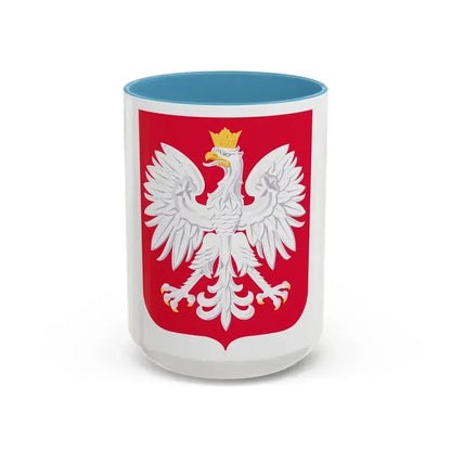 Coat of arms of Poland - Accent Coffee Mug 15oz Light Blue - Go Mug Yourself