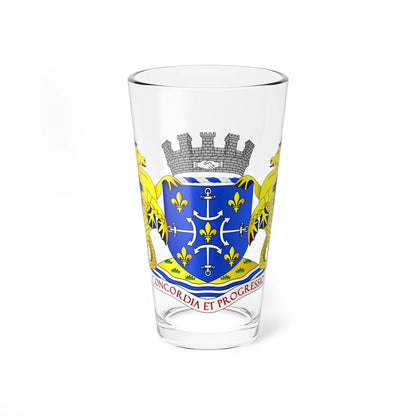 Coat of arms of Port Louis Mauritius (Mauritius) (Coat of Arms) Pint Glass 16oz 16oz - Go Mug Yourself