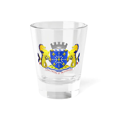 Coat of arms of Port Louis Mauritius (Mauritius) (Coat of Arms) Shot Glass 1.5oz 1.5oz - Go Mug Yourself