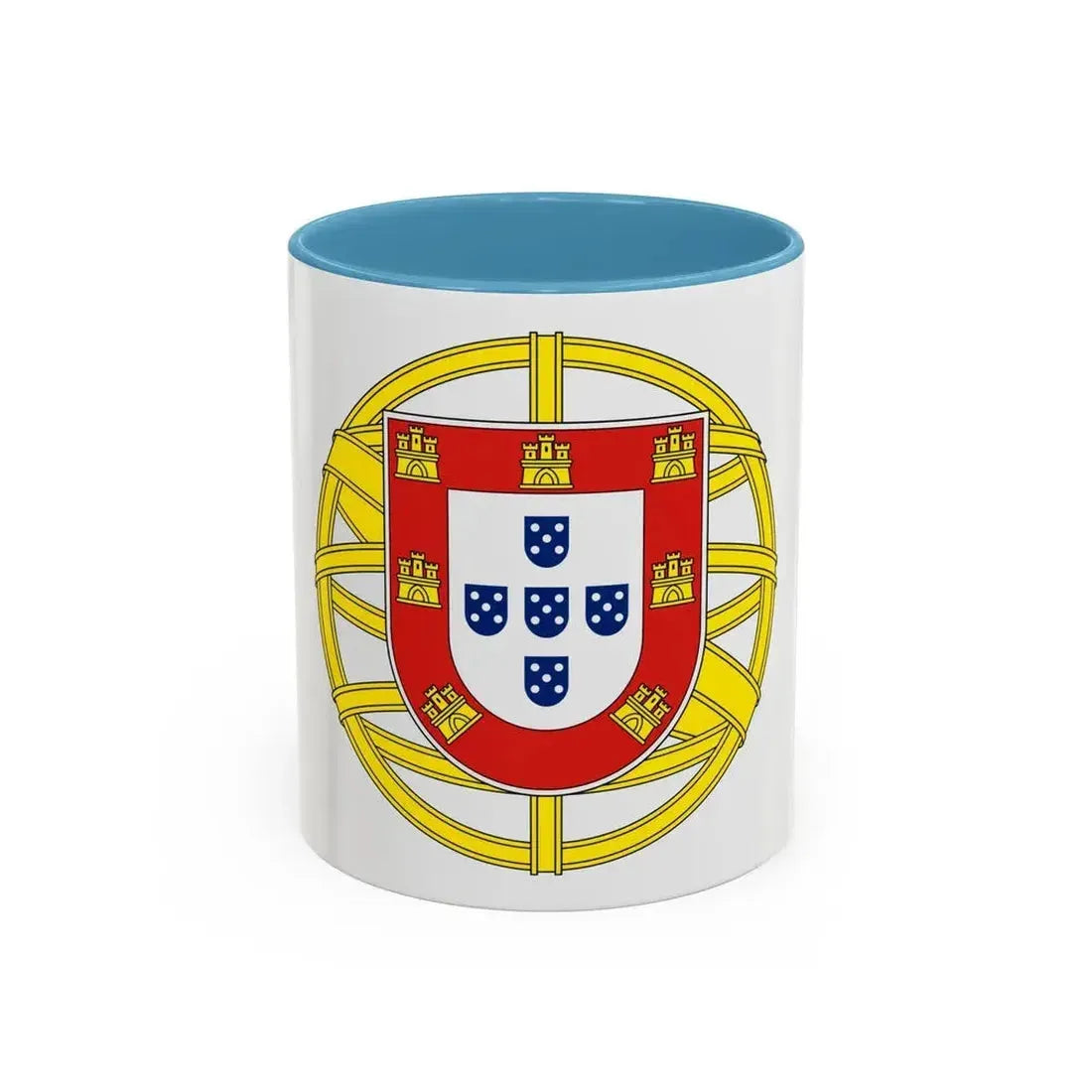 Coat of arms of Portugal (lesser) - Accent Coffee Mug 11oz Light Blue - Go Mug Yourself