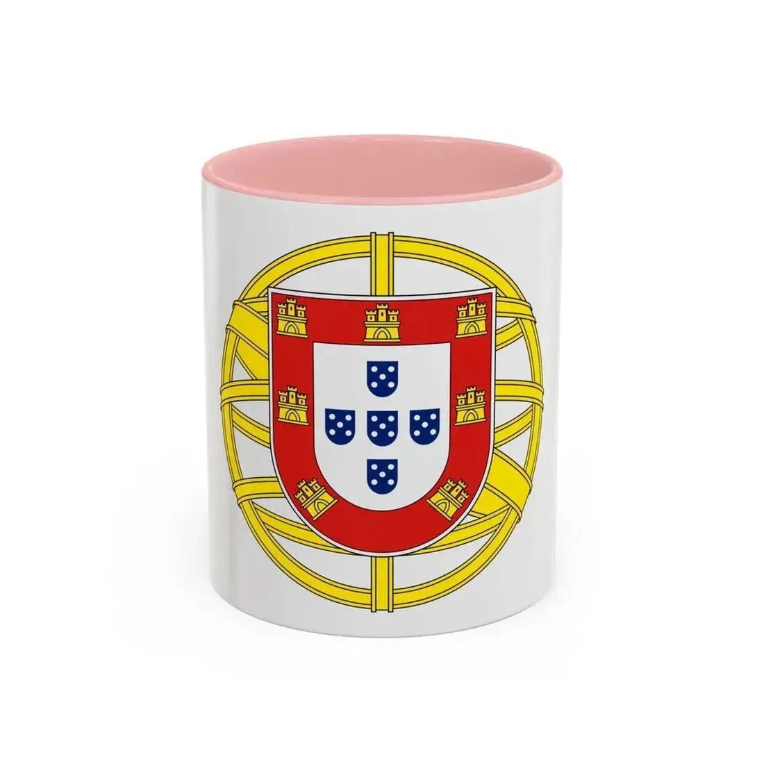 Coat of arms of Portugal (lesser) - Accent Coffee Mug 11oz Pink - Go Mug Yourself