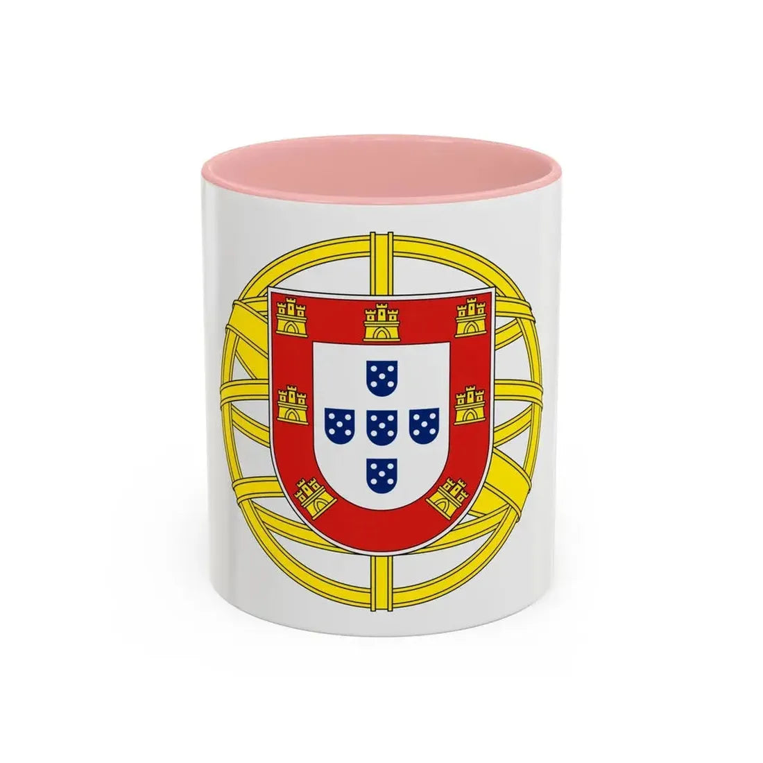 Coat of arms of Portugal (lesser) - Accent Coffee Mug 11oz Pink - Go Mug Yourself
