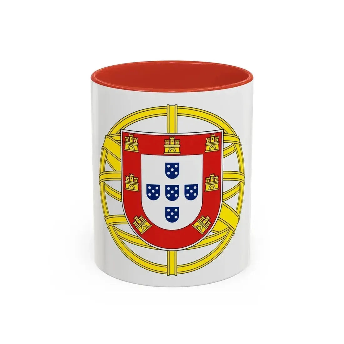 Coat of arms of Portugal (lesser) - Accent Coffee Mug 11oz Red - Go Mug Yourself
