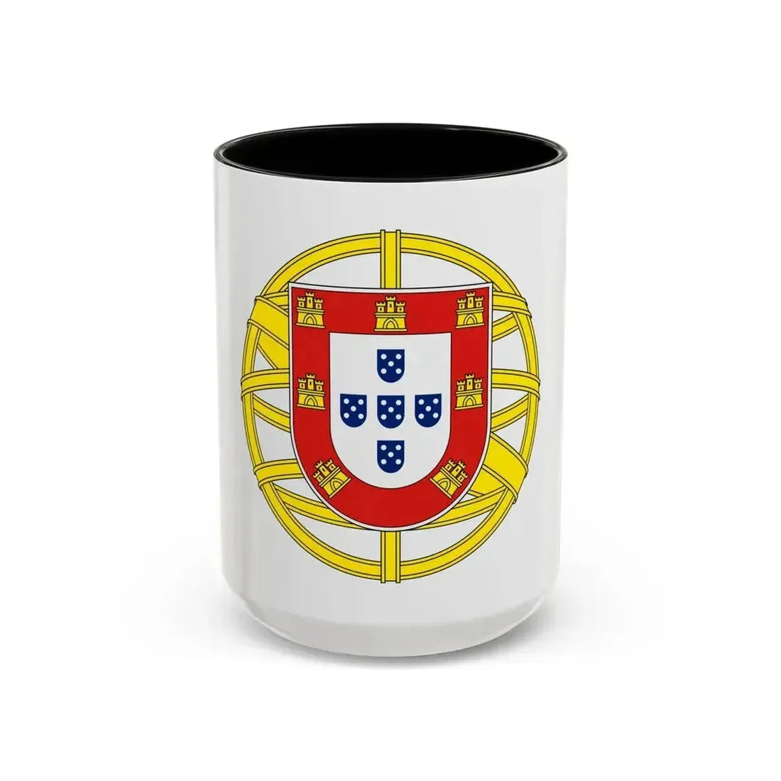 Coat of arms of Portugal (lesser) - Accent Coffee Mug 15oz Black - Go Mug Yourself