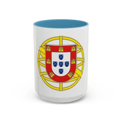 Coat of arms of Portugal (lesser) - Accent Coffee Mug 15oz Light Blue - Go Mug Yourself