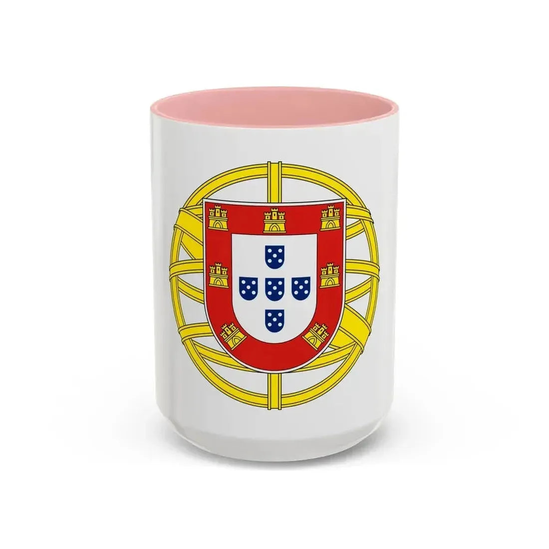 Coat of arms of Portugal (lesser) - Accent Coffee Mug 15oz Pink - Go Mug Yourself