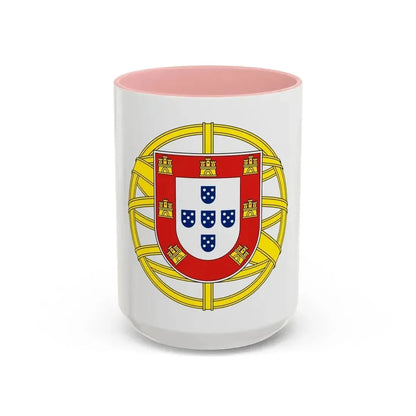 Coat of arms of Portugal (lesser) - Accent Coffee Mug 15oz Pink - Go Mug Yourself
