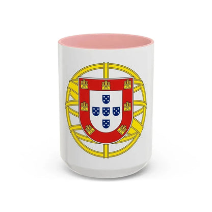 Coat of arms of Portugal (lesser) - Accent Coffee Mug 15oz Pink - Go Mug Yourself