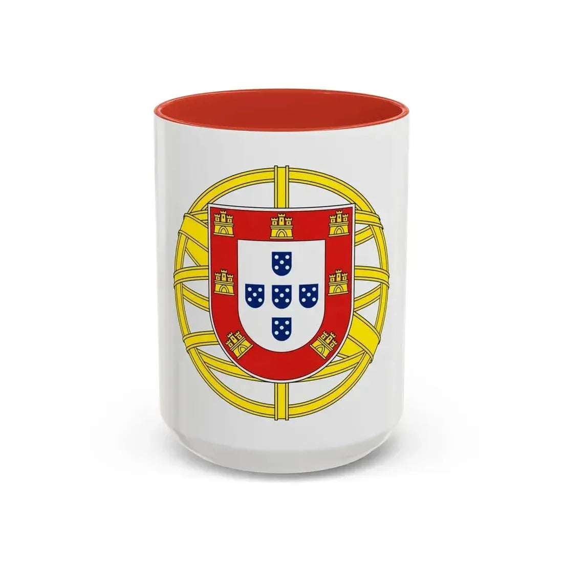 Coat of arms of Portugal (lesser) - Accent Coffee Mug 15oz Red - Go Mug Yourself