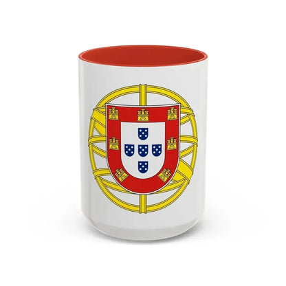 Coat of arms of Portugal (lesser) - Accent Coffee Mug 15oz Red - Go Mug Yourself