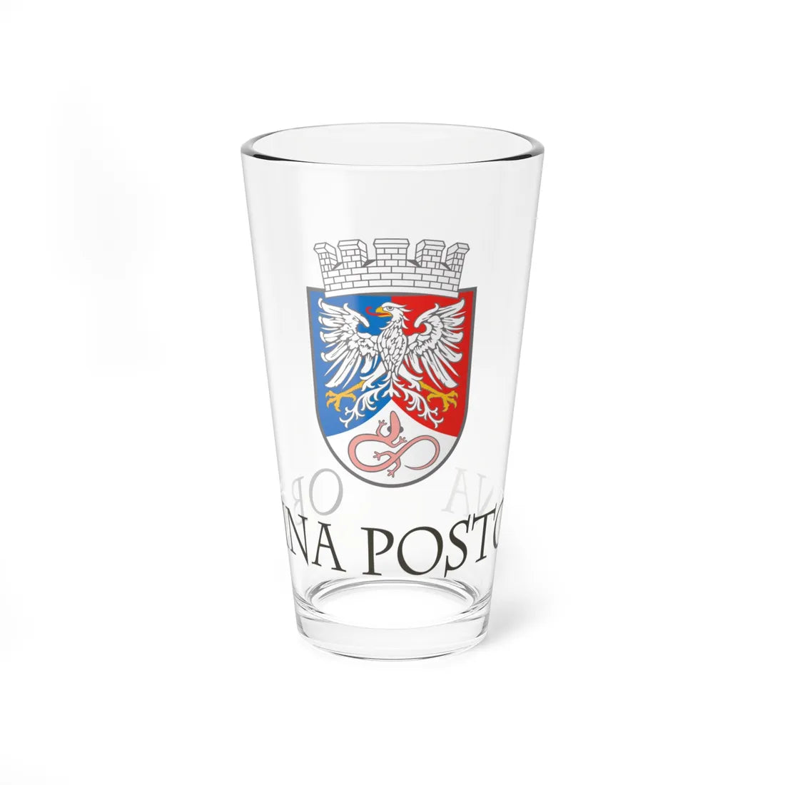 Coat of arms of Postojna with lettering (Slovenia) (Coat of Arms) Pint Glass 16oz 16oz - Go Mug Yourself