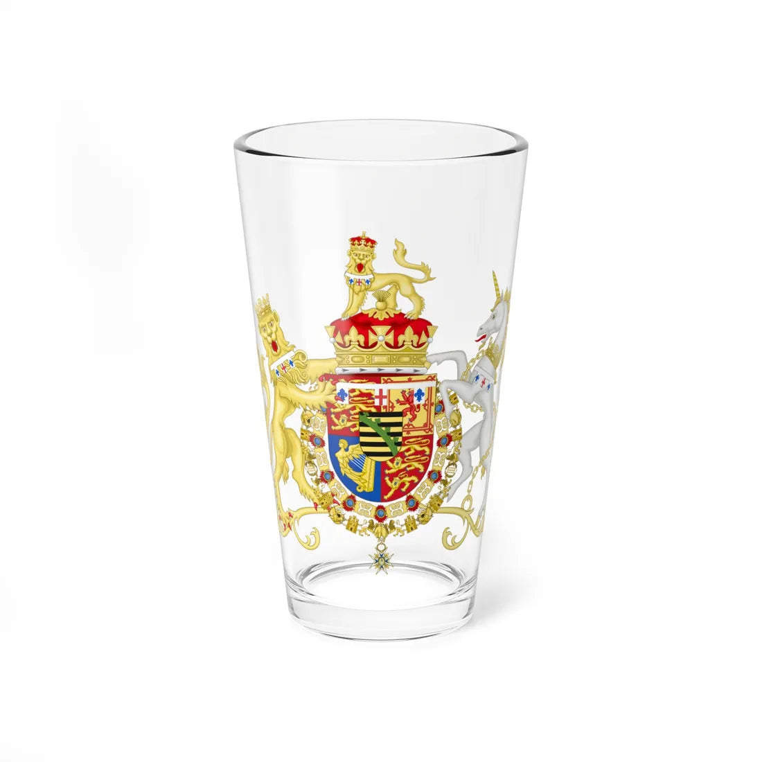 Coat of Arms of Prince Arthur Duke of Connaught and Strathearn Spanish Variant until 1917 (United Kingdom) (Coat of Arms) Pint Glass 16oz 16oz - Go Mug Yourself