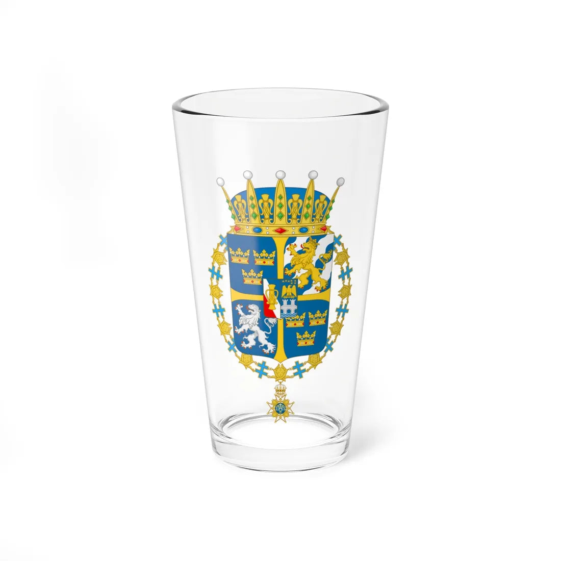 Coat of arms of Prince Bertil and Prince Julian Dukes of Halland (Sweden) (Coat of Arms) Pint Glass 16oz 16oz - Go Mug Yourself