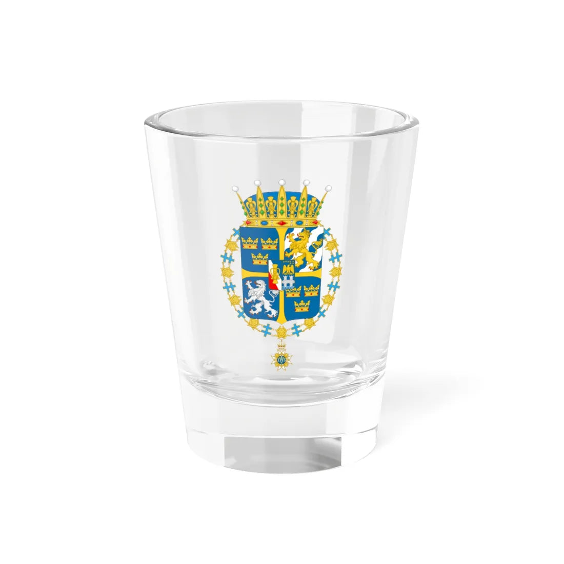 Coat of arms of Prince Bertil and Prince Julian Dukes of Halland (Sweden) (Coat of Arms) Shot Glass 1.5oz 1.5oz - Go Mug Yourself