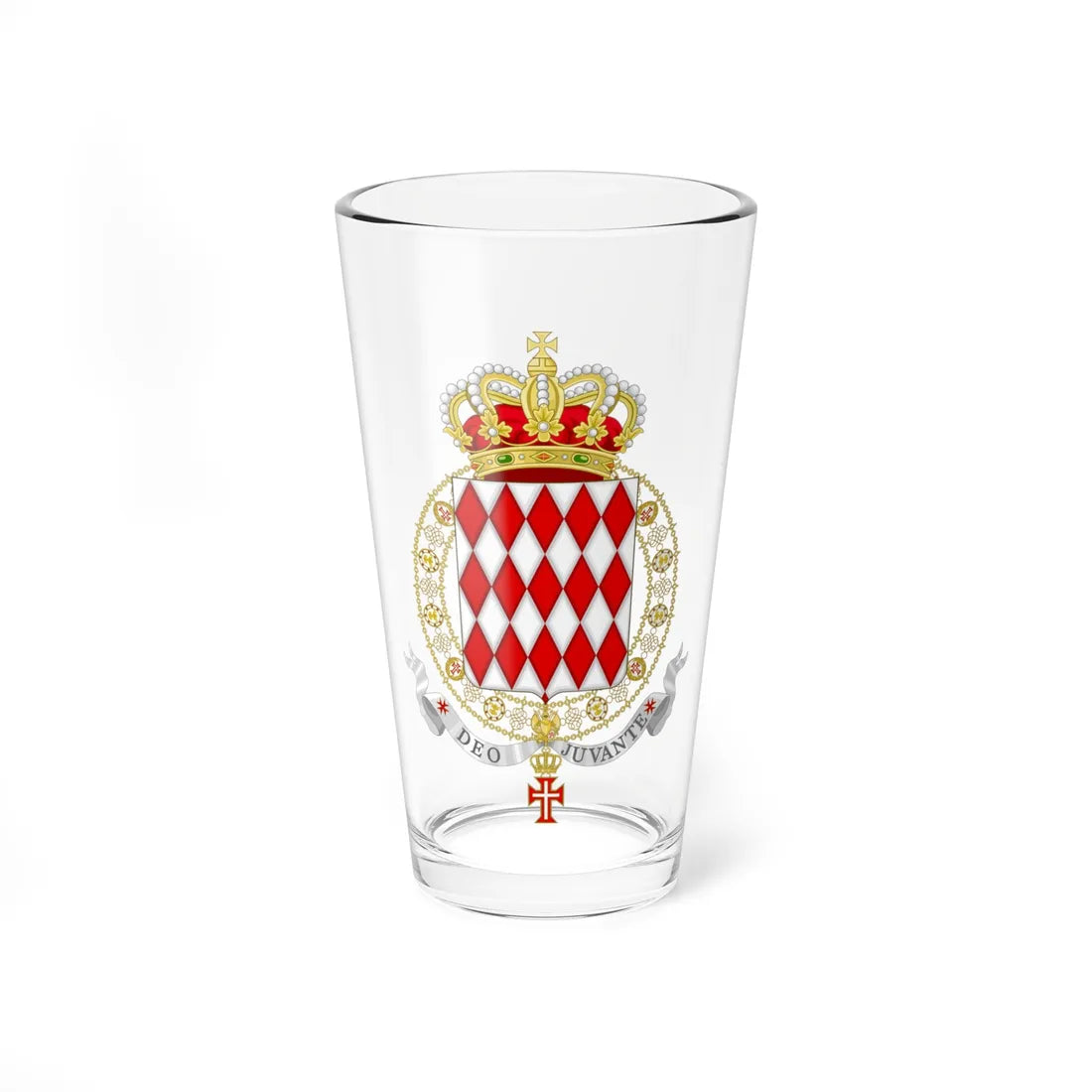 Coat of Arms of Prince Charles III of Monaco Supreme Order of Christ (Monaco) (Coat of Arms) Pint Glass 16oz 16oz - Go Mug Yourself