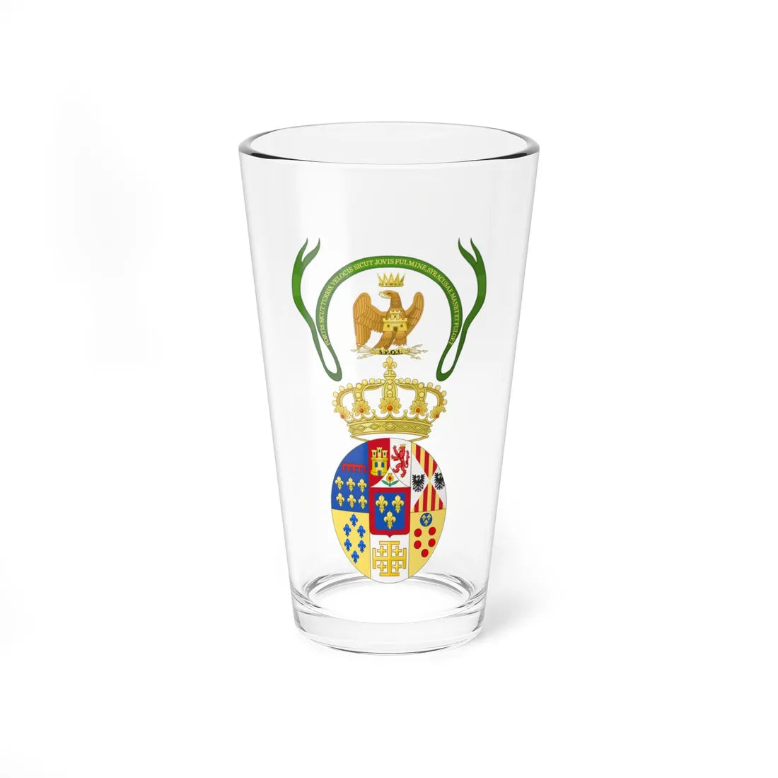 Coat of Arms of Prince Leopold Count of Syracuse c.1840-1860 (Italy) (Coat of Arms) Pint Glass 16oz 16oz - Go Mug Yourself