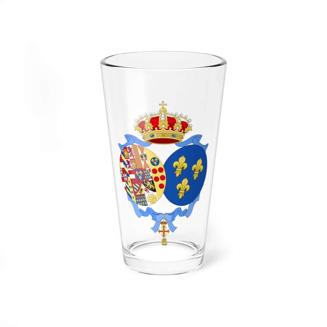 Coat of arms of Princess Anne Duchess of Calabria Spanish Heraldry (Italy) (Coat of Arms) Pint Glass 16oz 16oz - Go Mug Yourself
