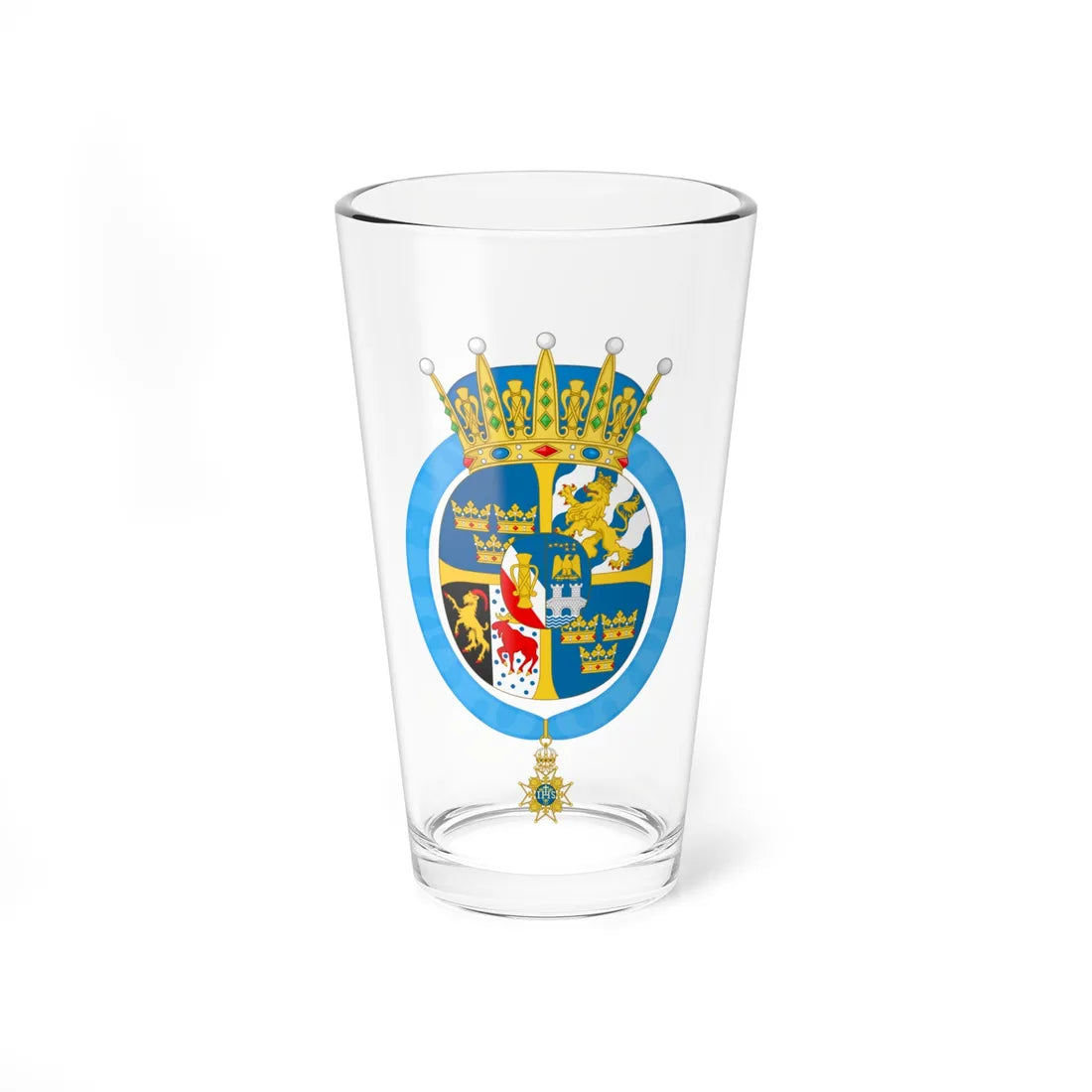 Coat of arms of Princess Madeleine Duchess of Hälsingland and Gästrikland (Sweden) (Coat of Arms) Pint Glass 16oz 16oz - Go Mug Yourself