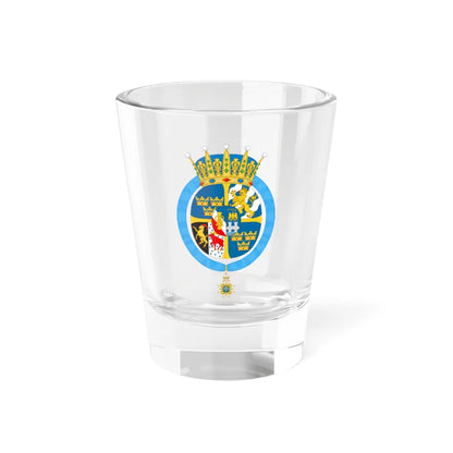 Coat of arms of Princess Madeleine Duchess of Hälsingland and Gästrikland (Sweden) (Coat of Arms) Shot Glass 1.5oz 1.5oz - Go Mug Yourself