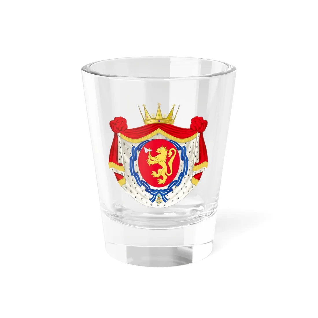 Coat of Arms of Princess Märtha Louise of Norway Spanish Order of Civil Merit (Spain) (Coat of Arms) Shot Glass 1.5oz 1.5oz - Go Mug Yourself