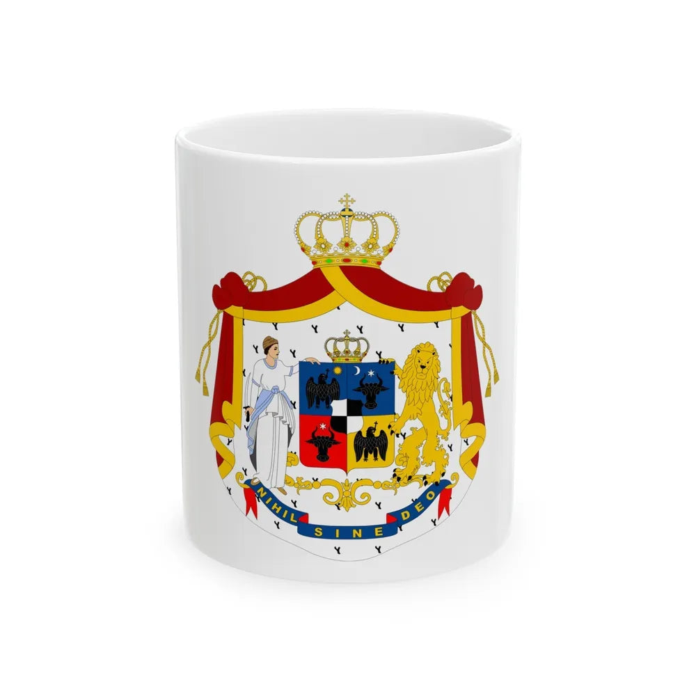 Coat of arms of Principality of Romania (1867-1872) - White Coffee Mug-11oz-Go Mug Yourself