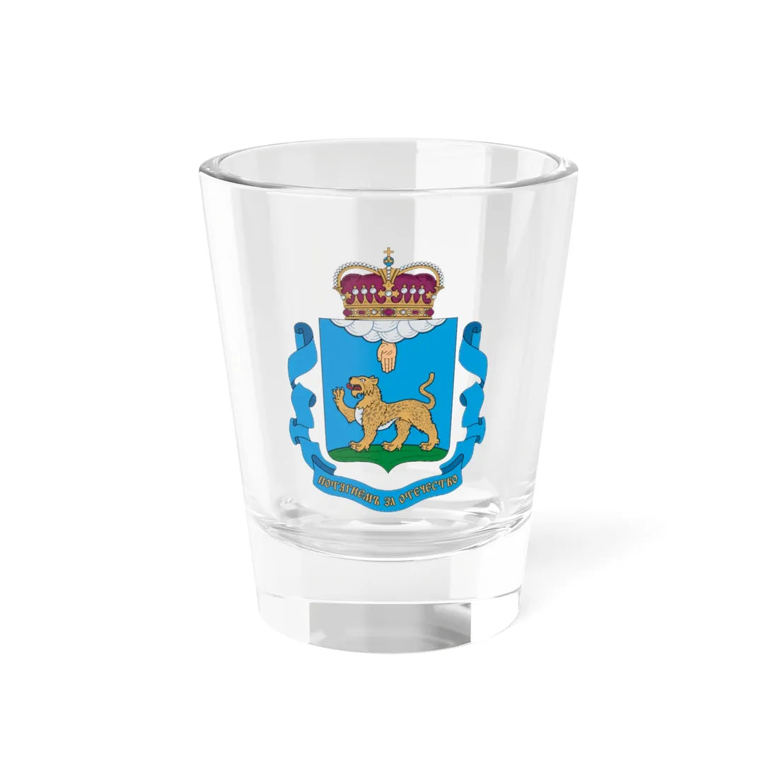 Coat of arms of Pskov Oblast Latest version (Russia) (Coat of Arms) Shot Glass 1.5oz 1.5oz - Go Mug Yourself