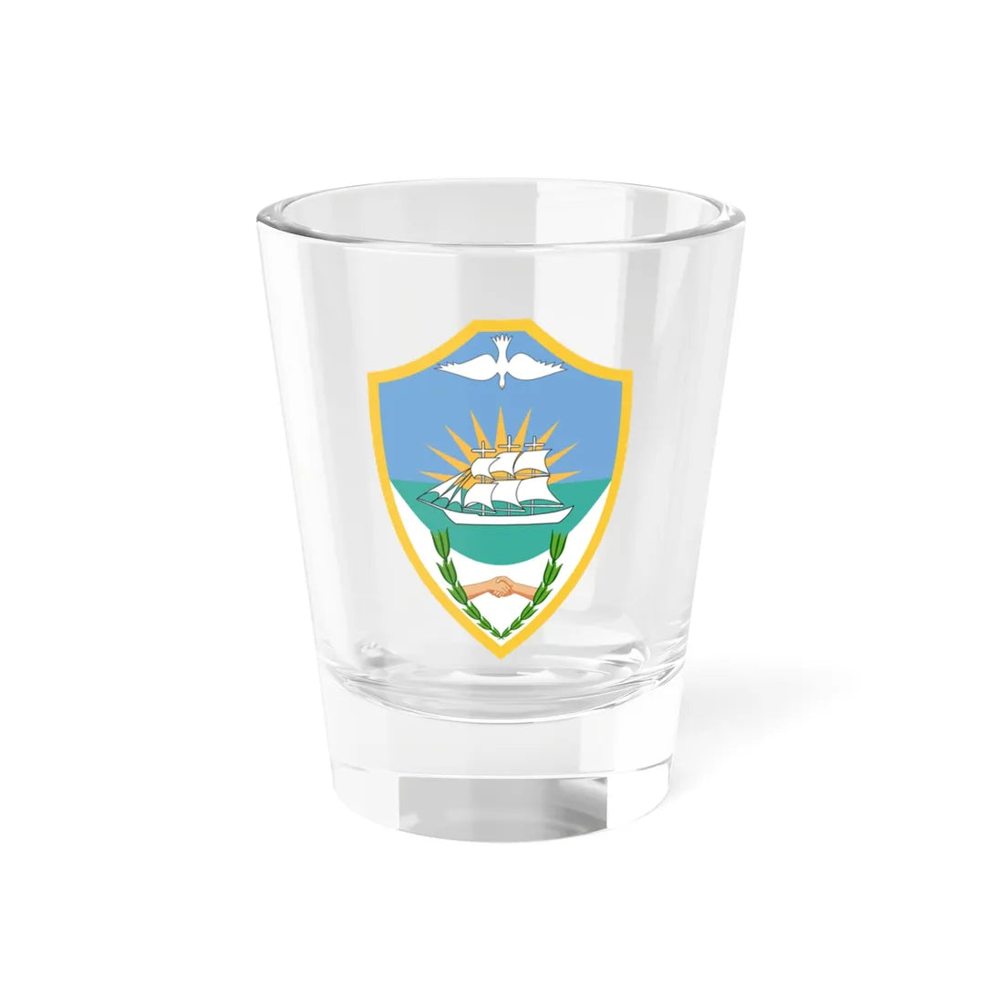 Coat of arms of Puerto Madryn (Argentina) (Coat of Arms) Shot Glass 1.5oz 1.5oz - Go Mug Yourself