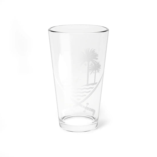 Coat of arms of Qatar white version (Qatar) (Coat of Arms) Pint Glass 16oz 16oz - Go Mug Yourself