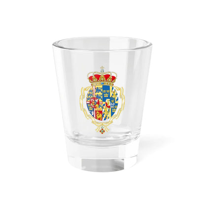 Coat of Arms of Queen Ingrid of Denmark Order of Isabella the Catholic (Denmark) (Coat of Arms) Shot Glass 1.5oz 1.5oz - Go Mug Yourself
