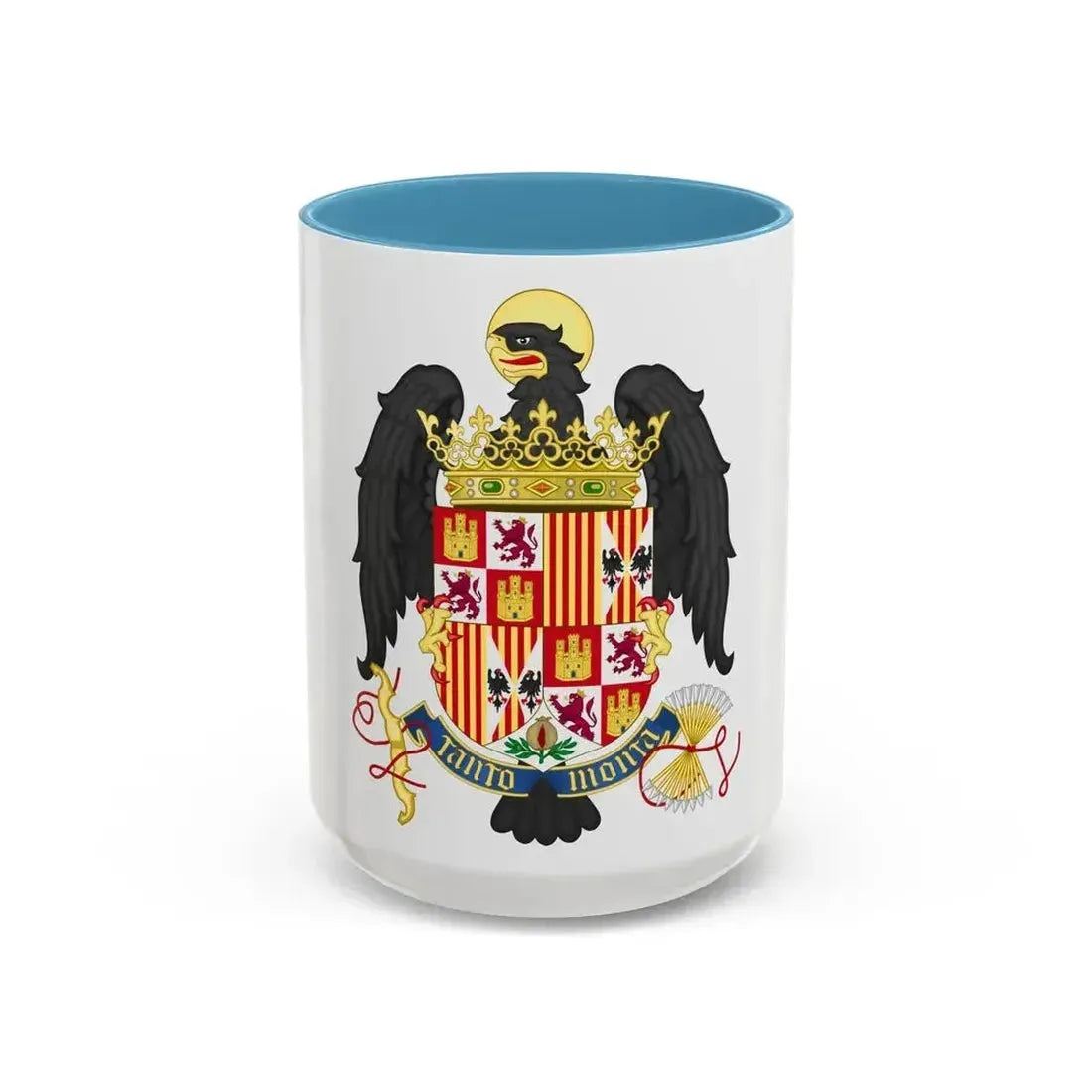 Coat of Arms of Queen Isabella of Castile (1492-1504) - Accent Coffee Mug 15oz Light Blue - Go Mug Yourself