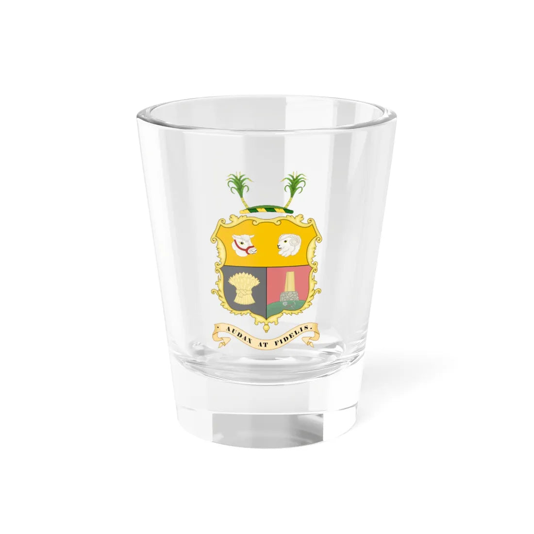 Coat of arms of Queensland 1893 (Australia) (Coat of Arms) Shot Glass 1.5oz 1.5oz - Go Mug Yourself